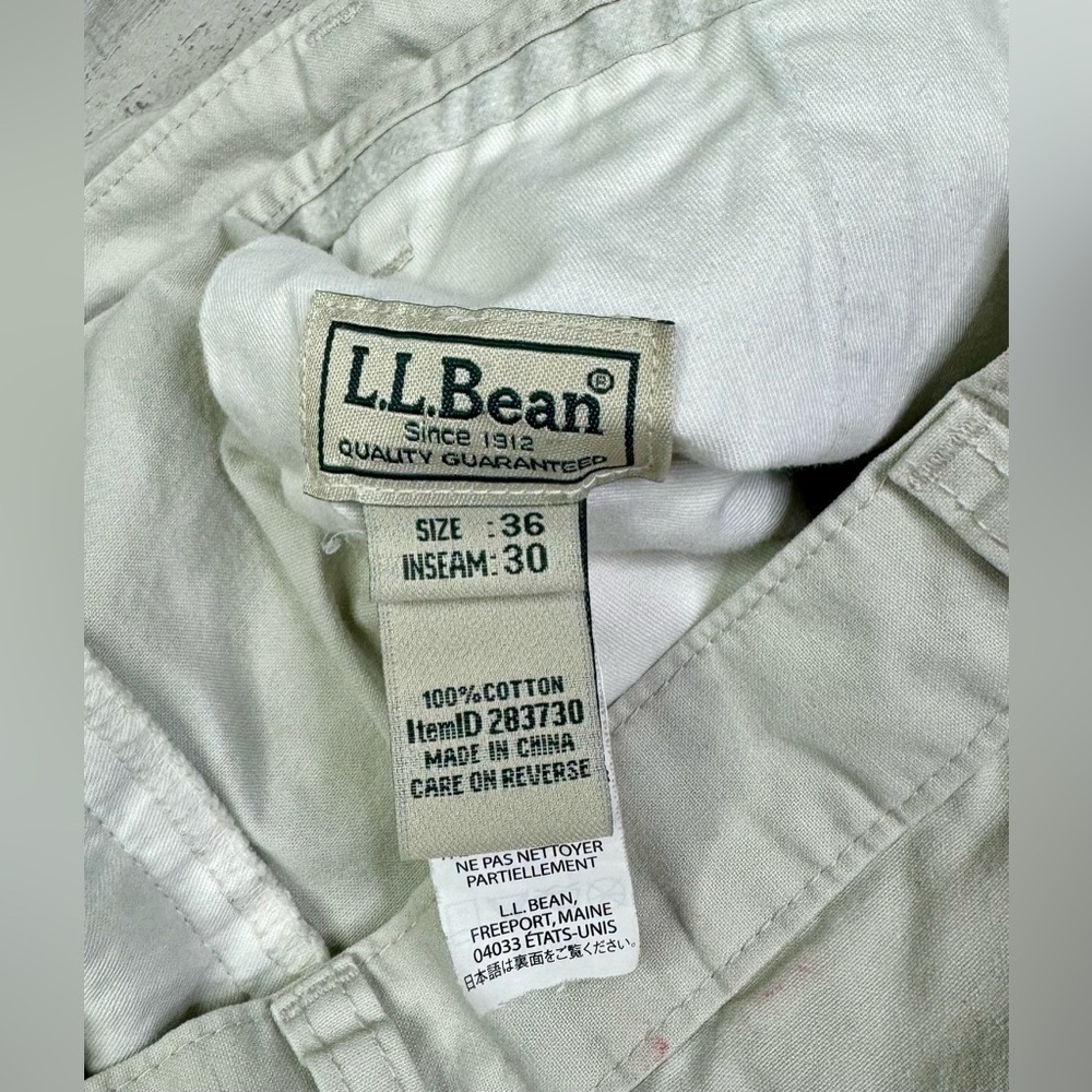 LL Bean Standard Fit Chino Pants Men's 36x30 Khaki Cream Cotton Blend - Picture 7 of 10